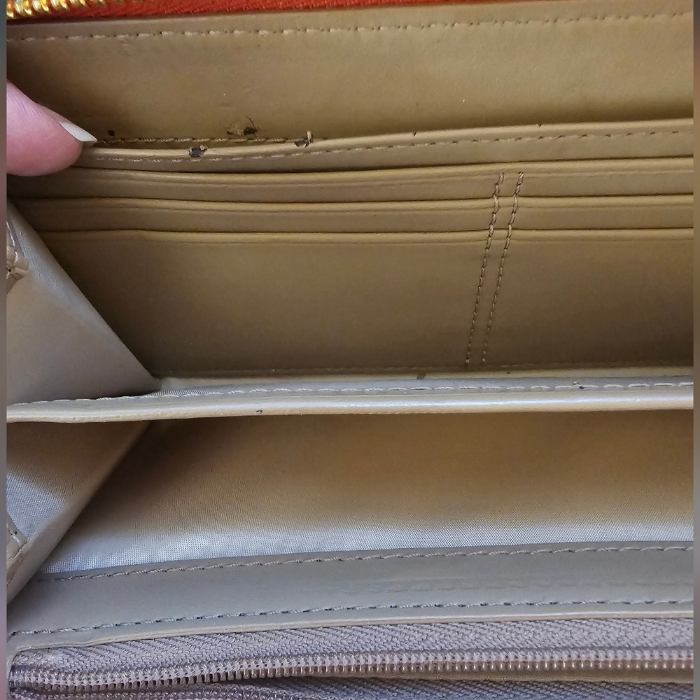 Coach Ashley Leather Zip Around Wallet – Burnt Orange/Rust – Beige Interior - Picture 9 of 10